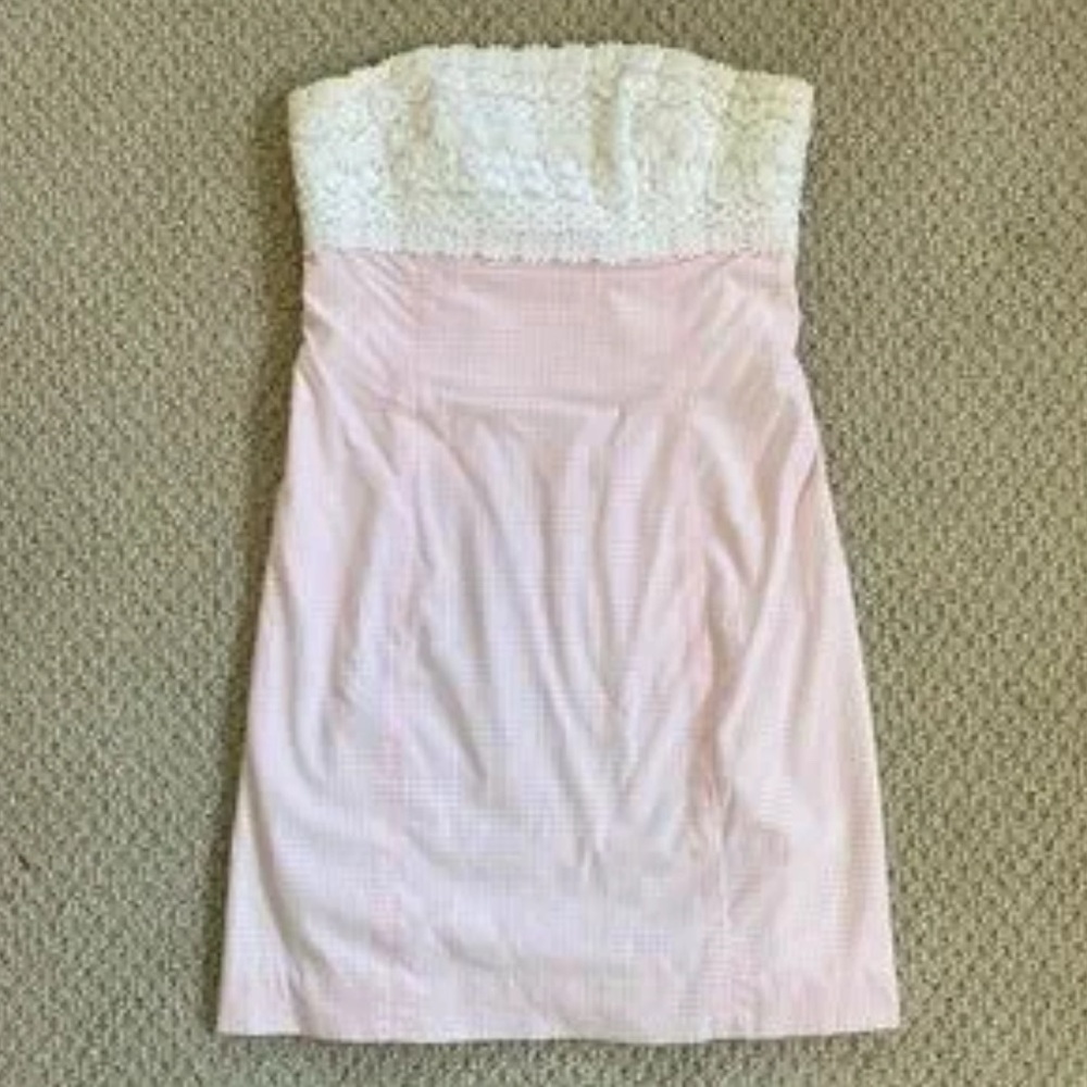 Lilly Pulitzer Pink Gingham Dress with Lace Top